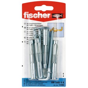 Fischer HM 5x65 fém üreges falidugó kampóval, 4 db, biztonságos rögzítéshez üregekben.