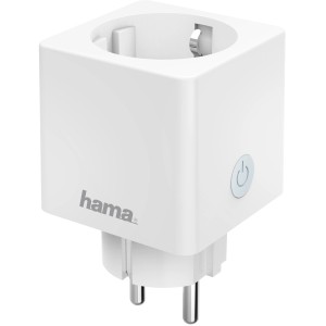 Fehér Hama WiFi aljzat Mini Smart Home, 3680 W, 16 A. Kompakt kialakítás be/ki kapcsolóval.