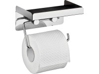 Wenko WC-papírtartó rozsdamentes acél nagy tárolópolccal Wenko WC-papírtartó rozsdamentes acél nagy tárolópolccal