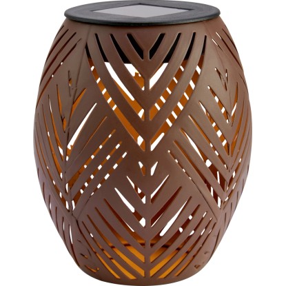 Napelemes asztali lámpa levélmintás LED-es barna átmérő 12,5 cm x 15 cm