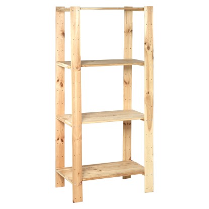 Nagy teherbírású polcos faállvány FSC® 174 cm x 80 cm x 50 cm natúr