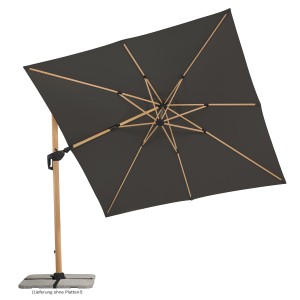 Antracit színű Schneider napernyő 360x300 cm kurblival és fa merevítőkkel.