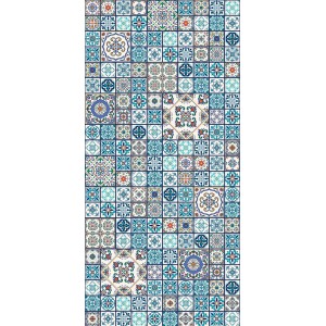 Sanowall zuhanypanel csempe mintával kék és türkiz színekben.
