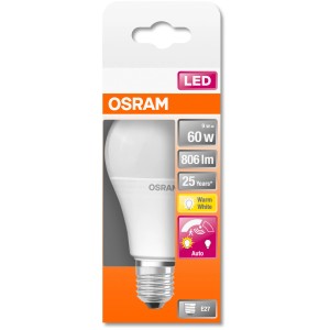Osram LED izzó E27, 9W, matt, meleg fehér. Klasszikus forma csomagolásban.