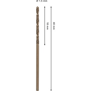 Bosch Pro Stainless Steel HSS-Co spirálfúró, 1,5 mm átmérő, fémmegmunkáláshoz.