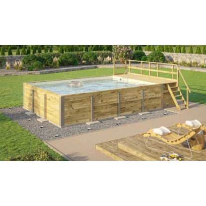 Weka tömörfa medence 595 2. méret 490 cm x 644 cm x 203 cm mozaik homok