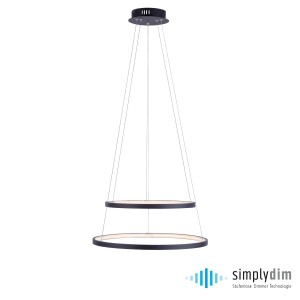 Modern LED függőlámpa Circle antracit színben, Ø 50 cm. Design lámpa meleg fehér fénnyel a lakótérbe.
