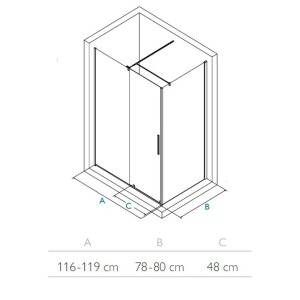 Wasserburg TWIN Zuhanykabin 8 mm 80 cm x 120 cm x 195 cm