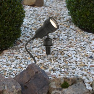 Briloner LED kerti spotlámpa Terra földszúróval, fekete műanyag, meleg fehér fény.