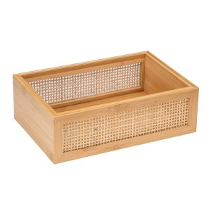 Barna Wenko Allegre fürdőszobai polc bambuszból és rattanból, 22x7x15 cm, fürdőszobai kiegészítőkhöz.