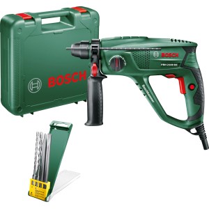Bosch PBH 2100 RE ZB fúrókalapács tokkal és fúrókészlettel, ideális barkácsoláshoz.