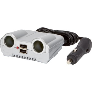 OBI dupla aljzat USB-vel autóelektronikához, 12/24V, 2 USB porttal és 1,5 m kábellel.