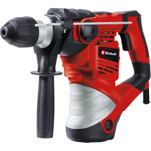Piros Einhell TC-RH 1600 fúrókalapács fekete fogantyúval. Ideális kő és beton fúrásához.