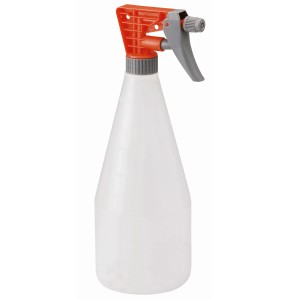 LUX Permetező 1000 ml, virágpermetező narancssárga szórófejjel és átlátszó tartállyal.