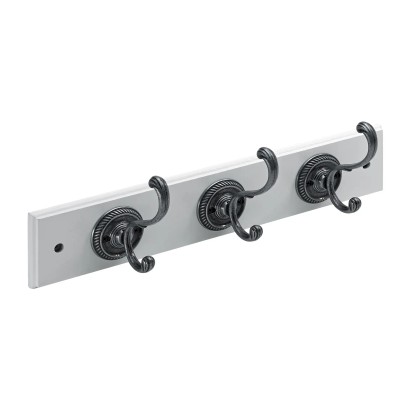 Hettich fa ruhafogas 3 akasztós 400 x 80 x 96 mm lakkozott fa fehér ezüst FSC®