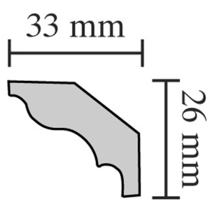 t.b.t. profilszíj 33 x 26 mm méretekkel mennyezet- és faldesignhoz.