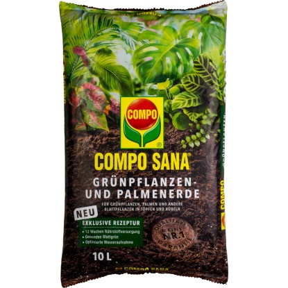 Compo Sana virágföld zöld növényekhez és pálmákhoz, 10 literes zsák.