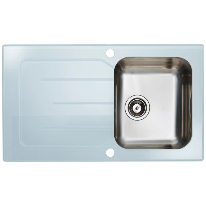 OBI Quadra Basic 86 GL beépíthető üveg mosogató 50 cm x 86 cm fehér