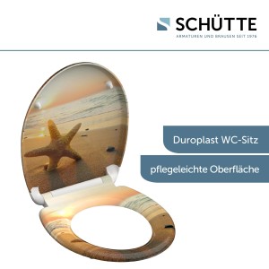 Schütte Sea Star WC ülőke tengerparti mintával, Duroplast és lassú záródás.