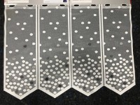 Függöny jacquard vitrázs pöttyös ezüst 60 cm magas méteráru