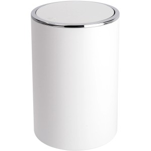 Wenko Inca lengőfedeles szemetes, 5 l, fehér, króm szegéllyel. Kozmetikai szemetes fürdőszobába és WC-be.