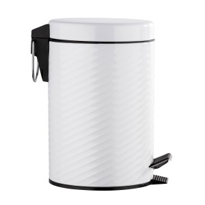 Fehér Wenko Spiro pedálos szemetes, 3L, texturált mintával fürdőszobába, WC-be vagy irodába.