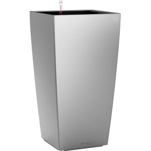 Lechuza Cubico Premium virágtartó, 22 cm, ezüst metál, beltéri használatra.