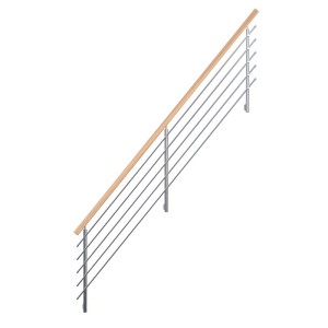 StarWood Flex rozsdamentes acél korlát bükkfa kapaszkodóval, 400 cm, lépcsőkhöz és galériákhoz.