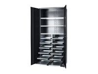 Küpper anyagtároló szekrény 2 ajtó 12 fiók 204 x 91 x 53 cm fekete-világosszürke Küpper anyagtároló szekrény 2 ajtó 12 fiók 204 x 91 x 53 cm fekete-világosszürke
