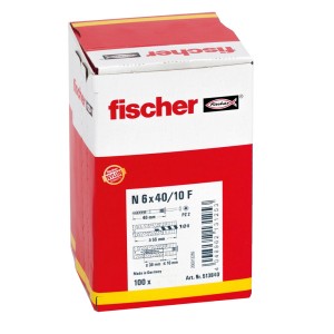 Fischer N szeges dübel 6 x 60/30 S, 50 darab, piros-fehér csomagolásban. Dübel a gyors ütve szereléshez.