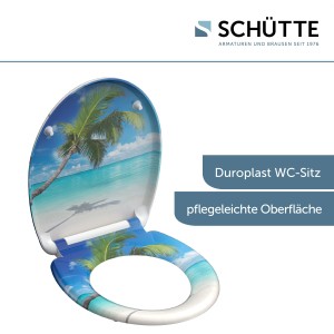 Schütte Carribean WC ülőke tengerparti mintával, lassú záródással és gyorsrögzítéssel.