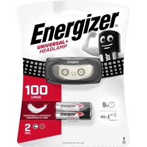 Energizer Universal+ fejlámpa 2 db AAA elemmel, 100 lumen, 2 világítási mód.