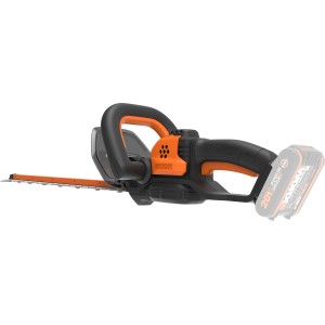 Worx WG264E.9 20 V akkus sövényvágó Solo, fekete és narancssárga kerti eszköz.