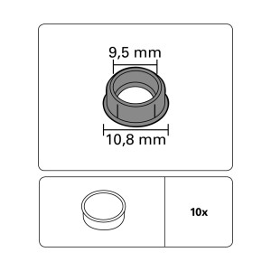 Gardinia takarósapkák, 10 db-os csomag, fehér, függönysínekhez a furatok eltakarására.
