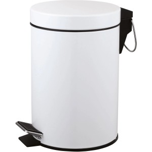 Fehér CMI pedálos szemetes, 3 l-es, rozsdamentes acélból, fürdőszobába vagy WC-be. Kozmetikai szemetes pedálos funkcióval.