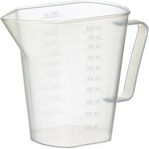 Átlátszó LUX mérőpohár 1000 ml skálával és fogantyúval.