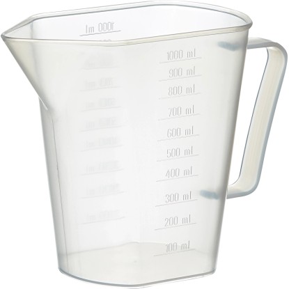 Átlátszó LUX mérőpohár 1000 ml skálával és fogantyúval.