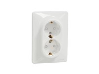 SEDNA 2x2P+F csatlakozóaljzat biztonsági zsaluval csavaros bekötés 16A fehér