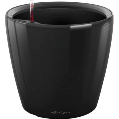 Lechuza Classico Premium LS kaspó 22 cm átmérő x 21 cm fekete magasfényű