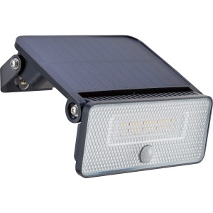 Fekete LED-es napelemes fali lámpa PIR érzékelővel, 8W, 1000lm kültéri használatra.