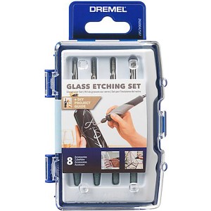 Dremel 682 üveg gravírozó készlet, 8 darabos, átlátszó műanyag tokban. Mini szerszám tartozékok.