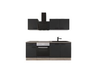 Flex-Well Exclusiv konyha 1601-005sWs Capri 210 cm fekete matt Endgrain tölgy Flex-Well Exclusiv konyha 1601-005sWs Capri 210 cm fekete matt Endgrain tölgy