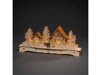 Konstsmide LED-es fasziluett falu hóemberrel és rénszarvassal 9 LED melegfehér