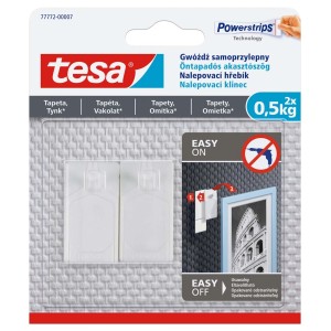 Tesa Powerstrips ragasztó szögek tapétához és vakolathoz, 2 darab, egyszerű akasztáshoz fúrás nélkül.