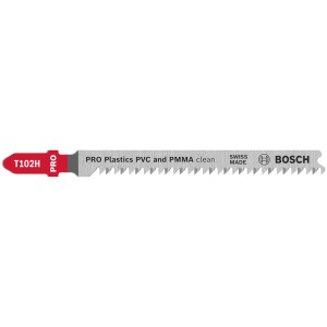 Bosch szúrófűrészlap Pro Plastics PVC Clean T102H, 100 mm, 3 részes készlet, ezüst.