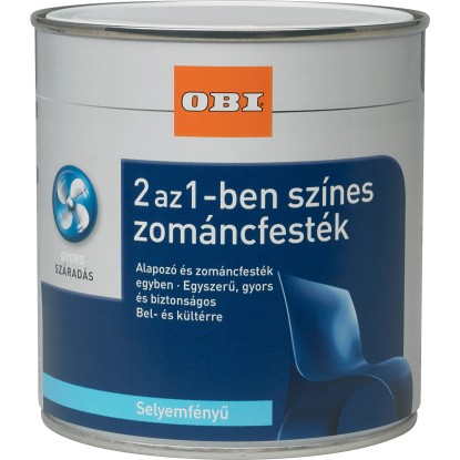 OBI 2 az 1-ben zománcfesték, vízzel hígítható selyemfényű, ezüstszürke 125 ml