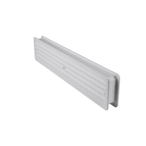 Fehér fürdőszobai szellőző, 453 mm x 92 mm, műanyagból. Szellőzőrács fürdőszobákba.