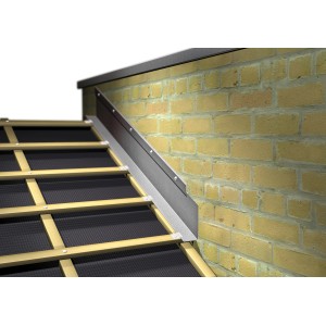 Természetes alumínium szegélylemez cseppentő éllel, 250x1000mm, tetőszigeteléshez falazaton.
