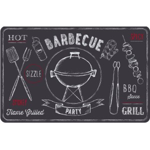 d-c-fix Barbecue ovális pala asztali alátét grillező, fogó, nyárs és kesztyű mintával.