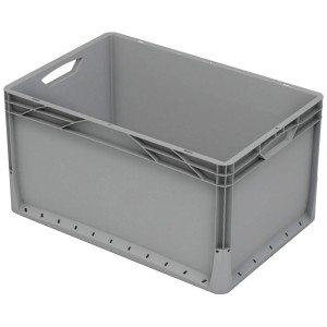Szürke Eurobox-System doboz (60x40x32 cm) tömör fallal. Tárolódoboz a rendszerezéshez.